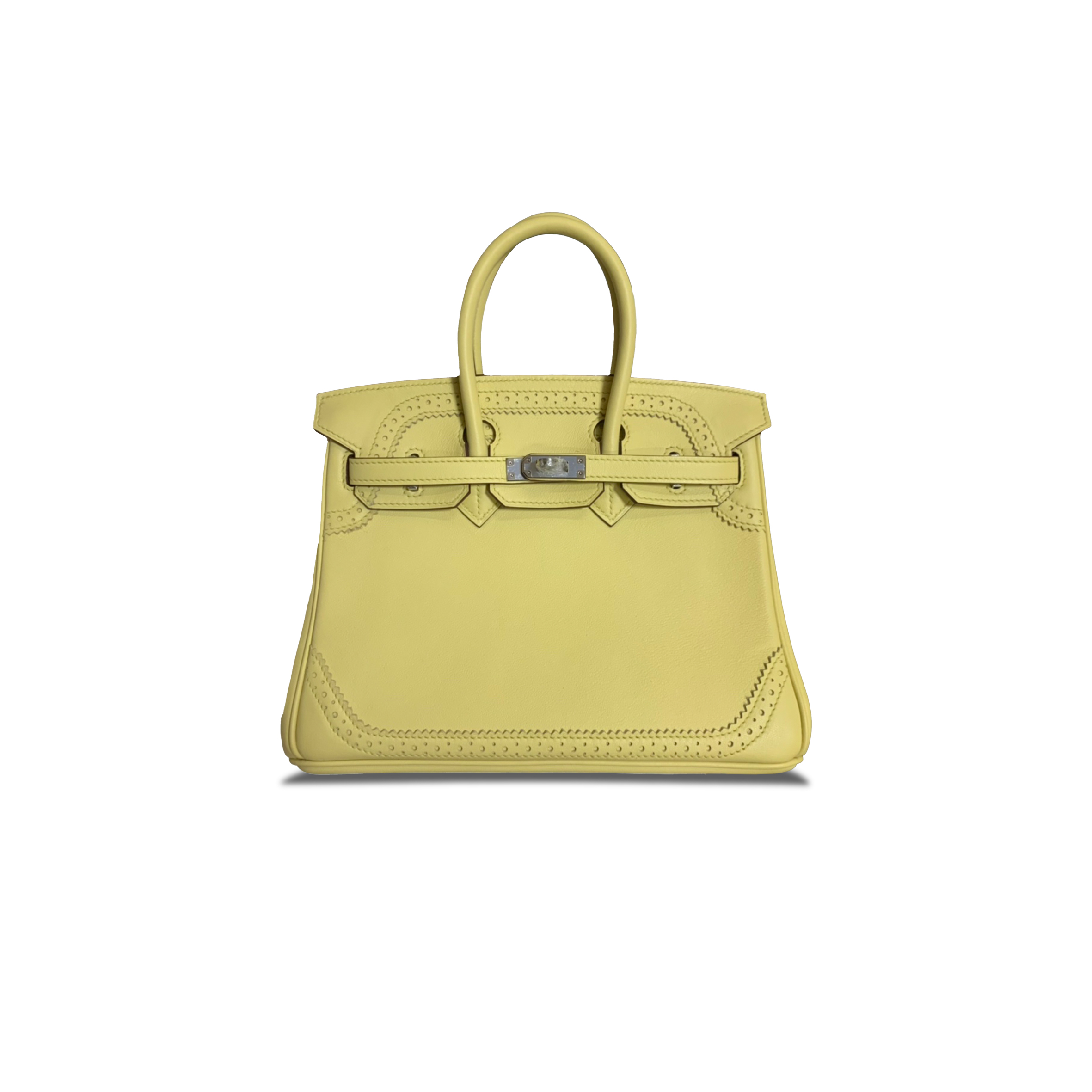 HERMÈS BIRKIN 25 CHICK YELLOW SILVER BUCKLE H082653CK13 (25*20*13cm)